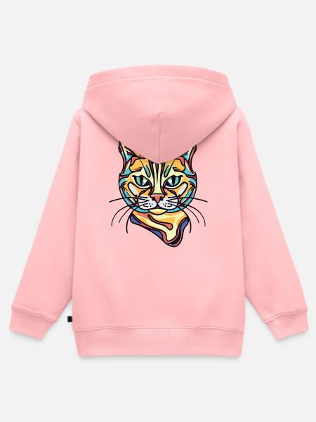 Bunte Katze - Kinder Premium Organic Zip Hoodie - Rosa