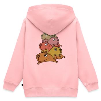 Capybara pile capybara - Kids Premium Organic Zip-up Hoodie - rose - Back - AI Model Kid Female (0cm)