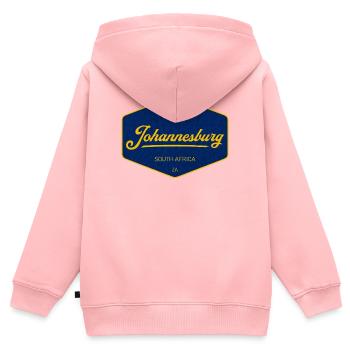 Johannesburg Vintage Sign Blau Gelb - Kinder Premium Organic Zip Hoodie - Rosa - Hinten - AI Model Kid Female (0cm)