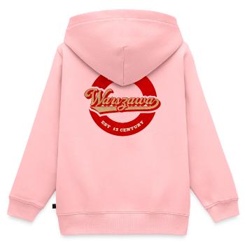 Warszawa Logo Rétro Est 13ème Siècle - Sweat Premium à capuche zippé enfant bio - rose - Dos - AI Model Kid Female (0cm)