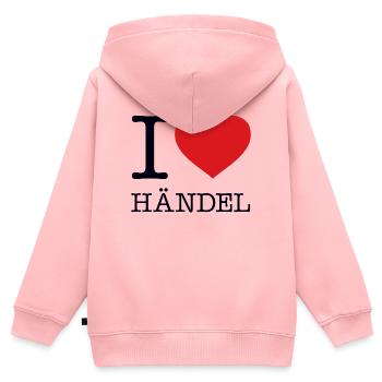 I LOVE HÄNDEL - Kinder Premium Organic Zip Hoodie - Rosa - Hinten - AI Model Kid Female (0cm)