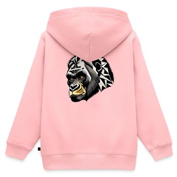 Affe, Gorilla - Kinder Premium Organic Zip Hoodie - Rosa - Hinten - AI Model Kid Female (0cm)