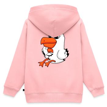 Famille de mouettes - mouette avec bébé - Sweat Premium à capuche zippé enfant bio - rose - Dos - AI Model Kid Female (0cm)