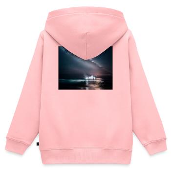 Shiff bei Nacht - Kinder Premium Organic Zip Hoodie - Rosa - Hinten - AI Model Kid Female (0cm)
