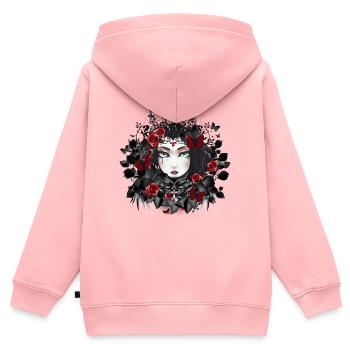 viktorianisches Gothic Königin mit Krone und Rosen - Kinder Premium Organic Zip Hoodie - Rosa - Hinten - AI Model Kid Female (0cm)