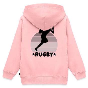 rugby, rugby-sport, rugby-fan - Kinder Premium Organic Zip Hoodie - Rosa - Hinten - AI Model Kid Female (0cm)
