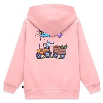 Tracteur agriculteur Véhicule de terrain Machines agricoles - Sweat Premium à capuche zippé enfant bio - rose - Dos - AI Model Kid Female (0cm)