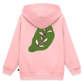 Feuilles - Sweat Premium à capuche zippé enfant bio - rose - Dos - AI Model Kid Female (0cm)