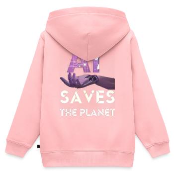 AI SAVE THE PLANET artificial intelligence - Kids Premium Organic Zip-up Hoodie - rose - Back - AI Model Kid Female (0cm)