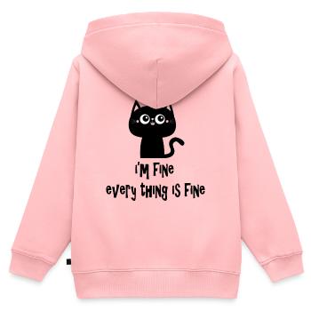 It's Fine I'm Fine Every Thing is Fine Cat V1 - Kids Premium Organic Zip-up Hoodie - rose - Back - AI Model Kid Female (0cm)