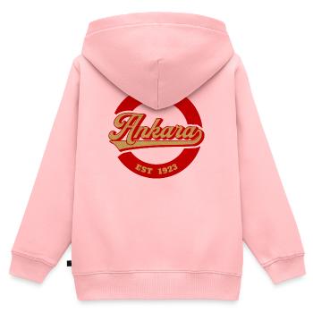 Ankara Vintage Logo Est 1923 - Kinder Premium Organic Zip Hoodie - Rosa - Hinten - AI Model Kid Female (0cm)