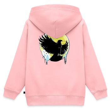 Adler vor Vollmond - Kinder Premium Organic Zip Hoodie - Rosa - Hinten - AI Model Kid Female (0cm)