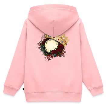 zeitloses Rosen Jugendstil Ornament mit Krone - Kinder Premium Organic Zip Hoodie - Rosa - Hinten - AI Model Kid Female (0cm)