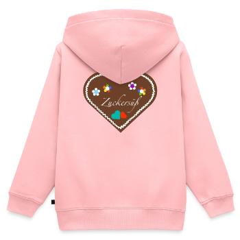 "Jahrmarkt-Liebe" Zuckersüß div - Kinder Premium Organic Zip Hoodie - Rosa - Hinten - AI Model Kid Female (0cm)