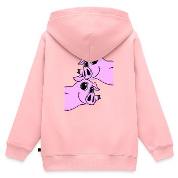 Schwein Schweine - Kinder Premium Organic Zip Hoodie - Rosa - Hinten - AI Model Kid Female (0cm)