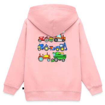 Véhicules de chantier - Sweat Premium à capuche zippé enfant bio - rose - Dos - AI Model Kid Female (0cm)