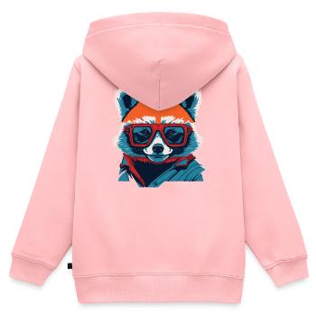 Fierce and Fiery: Retro Red Panda T-Shirt - Kids Premium Organic Zip-up Hoodie - rose - Back - AI Model Kid Female (0cm)