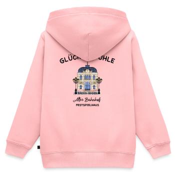 Baden- Baden,, Lichtspielhaus Alter Bahnhof, Glück - Kinder Premium Organic Zip Hoodie - Rosa - Hinten - AI Model Kid Female (0cm)