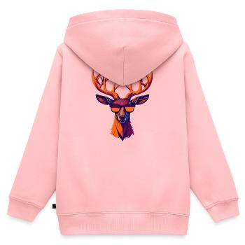 Retro-Hirsch-Revolte - Kinder Premium Organic Zip Hoodie - Rosa - Hinten - AI Model Kid Female (0cm)