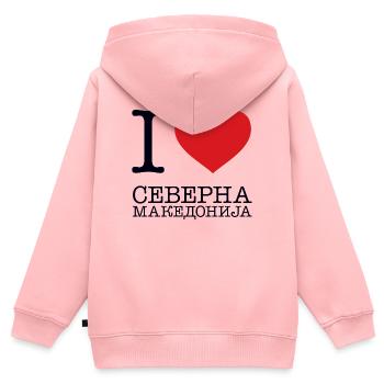 I LOVE NORTH MACEDONIA Nordmazedonien - Kinder Premium Organic Zip Hoodie - Rosa - Hinten - AI Model Kid Female (0cm)