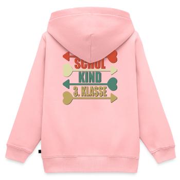 3. Klasse Grundschule RETRO SCHULKIND - Kinder Premium Organic Zip Hoodie - Rosa - Hinten - AI Model Kid Female (0cm)
