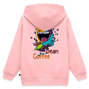 Lachende Kaffeebohne - Kinder Premium Organic Zip Hoodie - Rosa - Hinten - AI Model Kid Female (0cm)