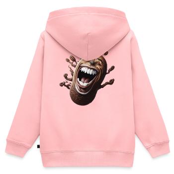 Glückliche Kaffeebohne - Kinder Premium Organic Zip Hoodie - Rosa - Hinten - AI Model Kid Female (0cm)
