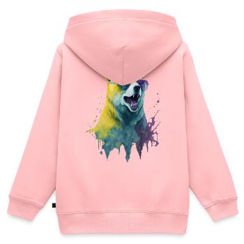 cooler Eisbär mit Sonnenbrille, Portrait - Kinder Premium Organic Zip Hoodie - Rosa - Hinten - AI Model Kid Female (0cm)