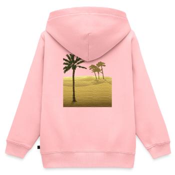 Palme in Wüste | Leinwand Struktur - Kinder Premium Organic Zip Hoodie - Rosa - Hinten - AI Model Kid Female (0cm)