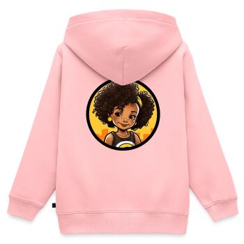 Lebhafte Afro-Style Cartoon Illustration - Kinder Premium Organic Zip Hoodie - Rosa - Hinten - AI Model Kid Female (0cm)