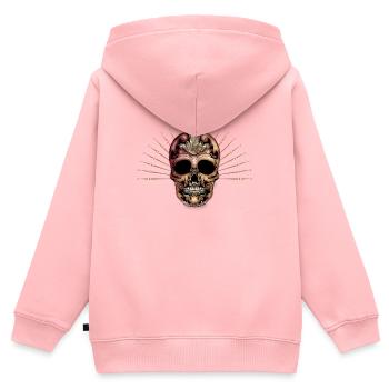 Crâne décoratif élégant - Sweat Premium à capuche zippé enfant bio - rose - Dos - AI Model Kid Female (0cm)