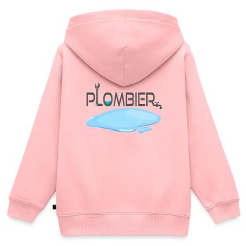 Klempner - Kinder Premium Organic Zip Hoodie - Rosa - Hinten - AI Model Kid Female (0cm)