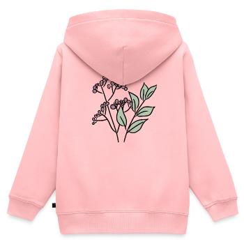 Blätter und Beeren - Kinder Premium Organic Zip Hoodie - Rosa - Hinten - AI Model Kid Female (0cm)