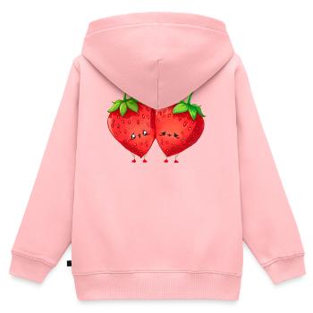 Erdbeere, ich kann keine Erdbeere haben - Kinder Premium Organic Zip Hoodie - Rosa - Hinten - AI Model Kid Female (0cm)