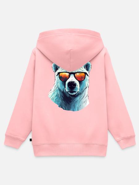 Cooler Eisbär mit Sonnenbrille - Kinder Premium Organic Zip Hoodie - Rosa