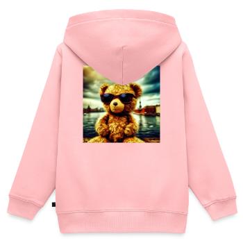 Teddy goes Wild - Kinder Premium Organic Zip Hoodie - Rosa - Hinten - AI Model Kid Female (0cm)