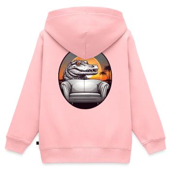 Alligator - Sweat Premium à capuche zippé enfant bio - rose - Dos - AI Model Kid Female (0cm)
