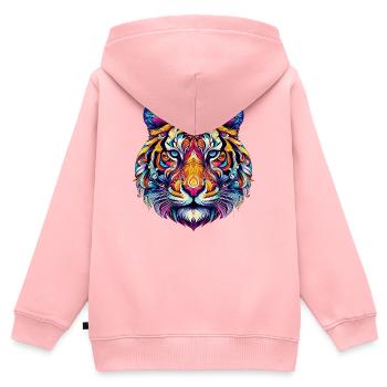 Tiger - Kinder Premium Organic Zip Hoodie - Rosa - Hinten - AI Model Kid Female (0cm)