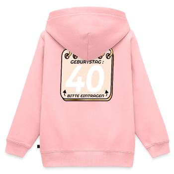 40. Geburtstag - Geburtstagsliste VIERZIG - Kinder Premium Organic Zip Hoodie - Rosa - Hinten - AI Model Kid Female (0cm)