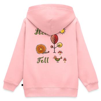 Hello Fall - Kinder Premium Organic Zip Hoodie - Rosa - Hinten - AI Model Kid Female (0cm)