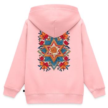 Jüdischer Stern mit Blumen - Kinder Premium Organic Zip Hoodie - Rosa - Hinten - AI Model Kid Female (0cm)