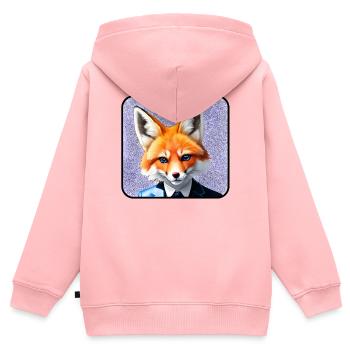 Fuchs im Anzug - Kinder Premium Organic Zip Hoodie - Rosa - Hinten - AI Model Kid Female (0cm)