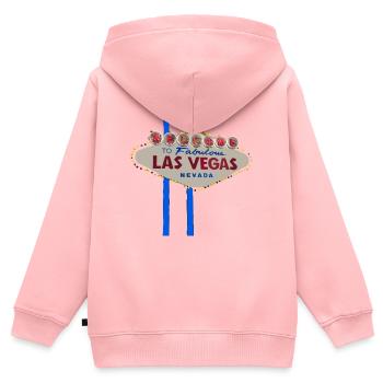 Las Vegas - Kinder Premium Organic Zip Hoodie - Rosa - Hinten - AI Model Kid Female (0cm)