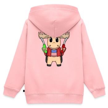 Tankwart Elch Tankstelle - Kinder Premium Organic Zip Hoodie - Rosa - Hinten - AI Model Kid Female (0cm)