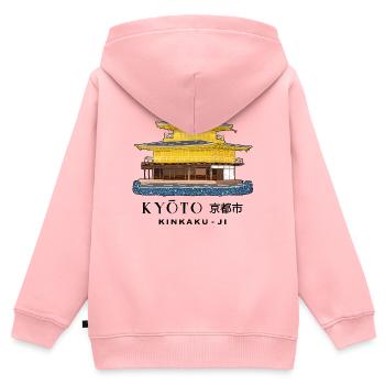 Kyoto, Kinkaku-ji, goldener Pavillon, Tempel Japan - Kinder Premium Organic Zip Hoodie - Rosa - Hinten - AI Model Kid Female (0cm)