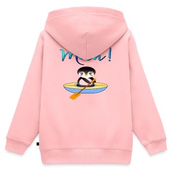 Norddeutsche Begrüßung - Schriftzug Moin - Pinguin - Kinder Premium Organic Zip Hoodie - Rosa - Hinten - AI Model Kid Female (0cm)