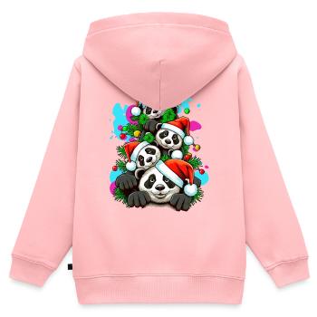 Festliche Panda-Feiertagsfeier - Kinder Premium Organic Zip Hoodie - Rosa - Hinten - AI Model Kid Female (0cm)