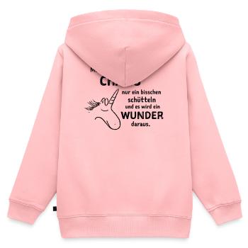 lustiger Spruch witzige Sprüche Chaos schütteln  - Kinder Premium Organic Zip Hoodie - Rosa - Hinten - AI Model Kid Female (0cm)