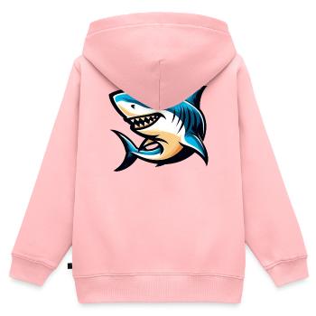 Requin blanc - Sweat Premium à capuche zippé enfant bio - rose - Dos - AI Model Kid Female (0cm)
