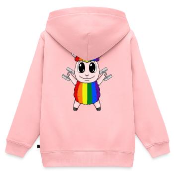 Regenbogen Schaf mit Hanteln - Kinder Premium Organic Zip Hoodie - Rosa - Hinten - AI Model Kid Female (0cm)